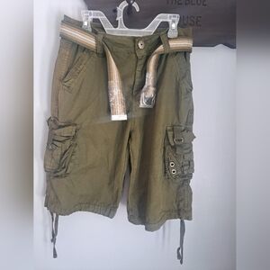 Galaxy Olive Green Boys Cargo Shorts W Belt Sz 12 #New